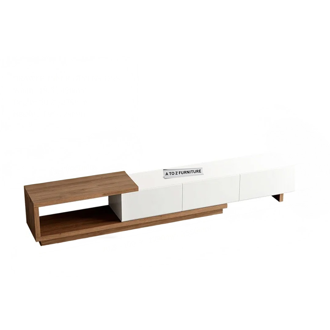 Flexi Wood Glide TV Unit in White in White and Brown