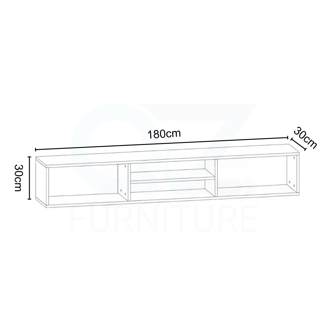 Aero Wall 180 Floating TV Unit in Black in Black