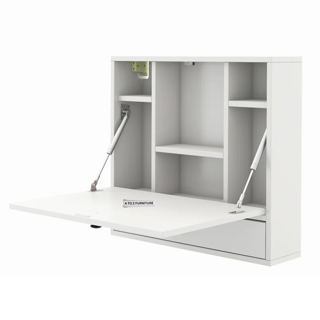 Aeris Wall Fold Desk in White in White