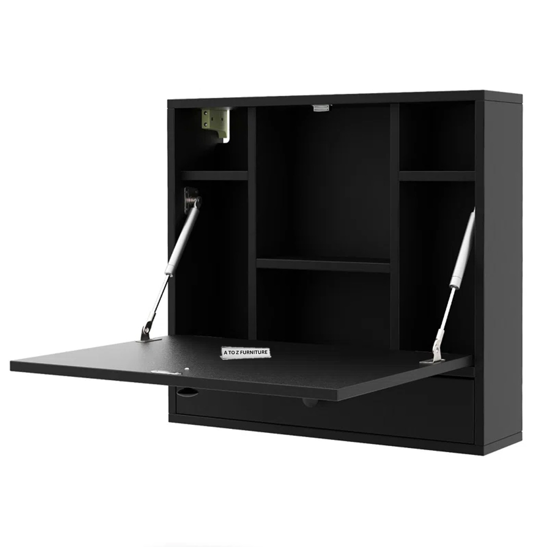 Aeris Wall Fold Desk in Black in Black