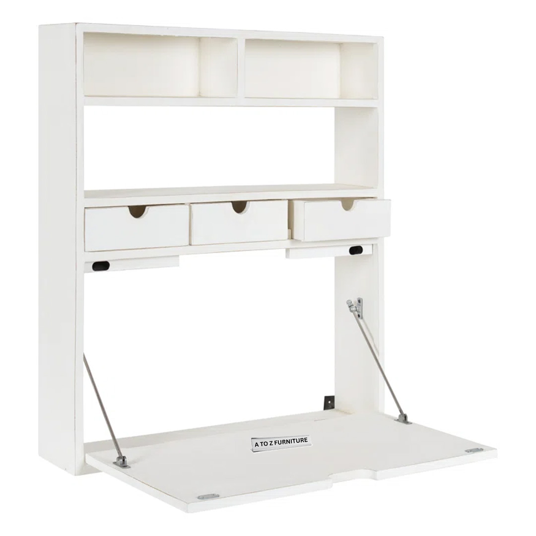 Terra Fold Wall Desk in White in White