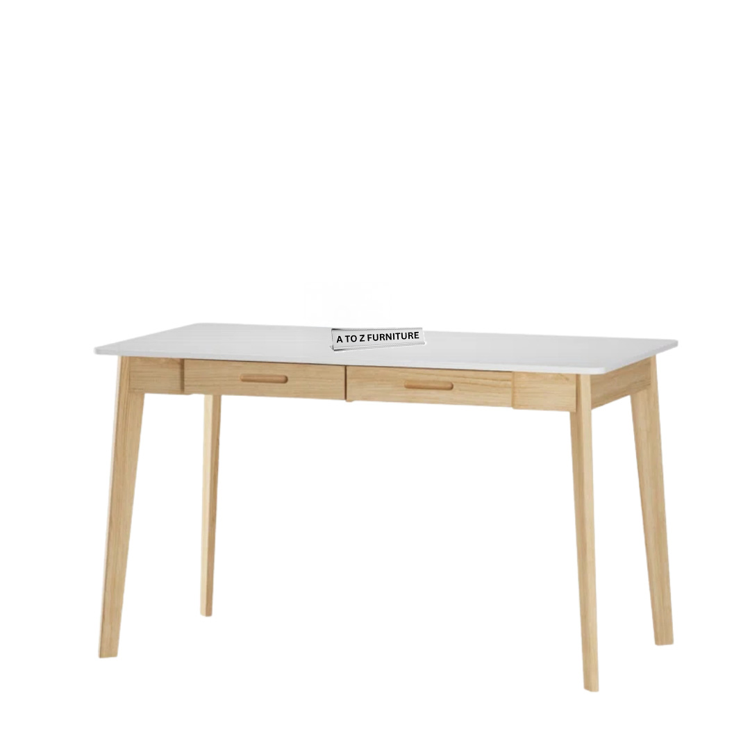 Caelo Retro Study Desk in White and Oak in Oak and White