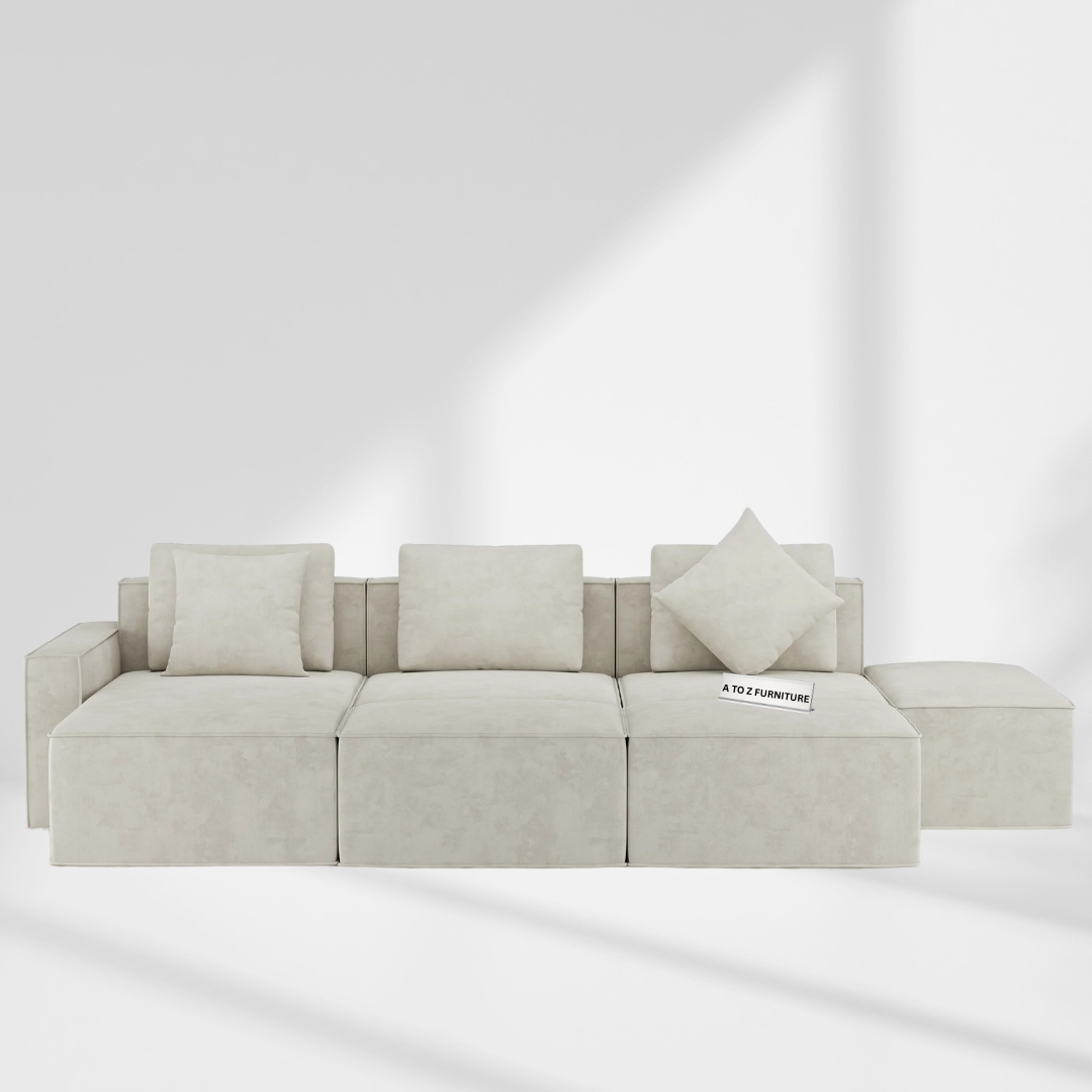Oslo 6-Piece Modular Sectional Sofa with Ottoman in Cream