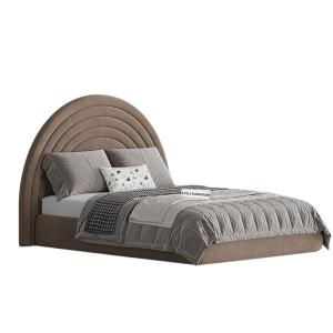 Aurora Arc Velvet Upholstered Bed Frame in Brown