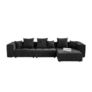 Cloud line Grand Comfort L-Shaped Sectional Sofa in Black