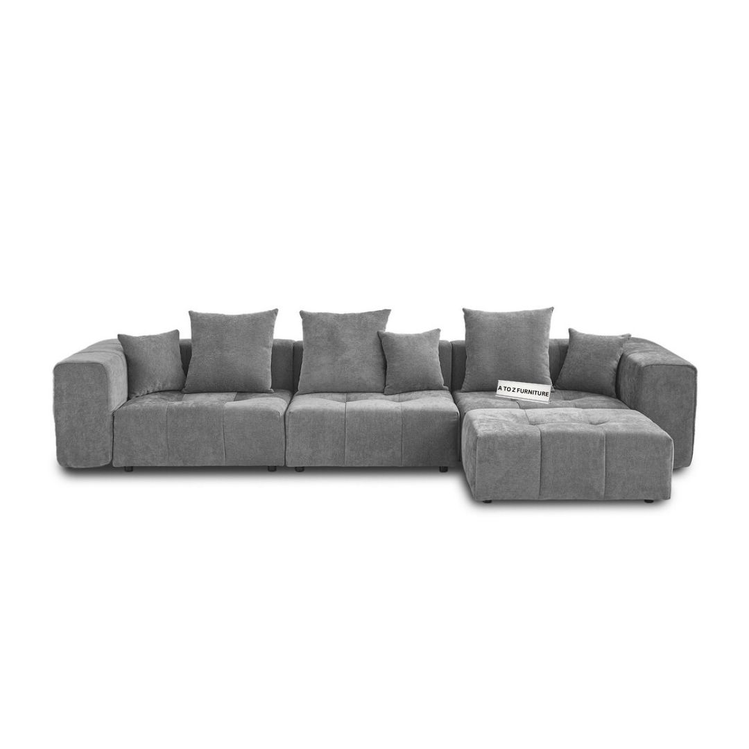 Cloud line Grand Comfort L-Shaped Sectional Sofa in Grey in Grey