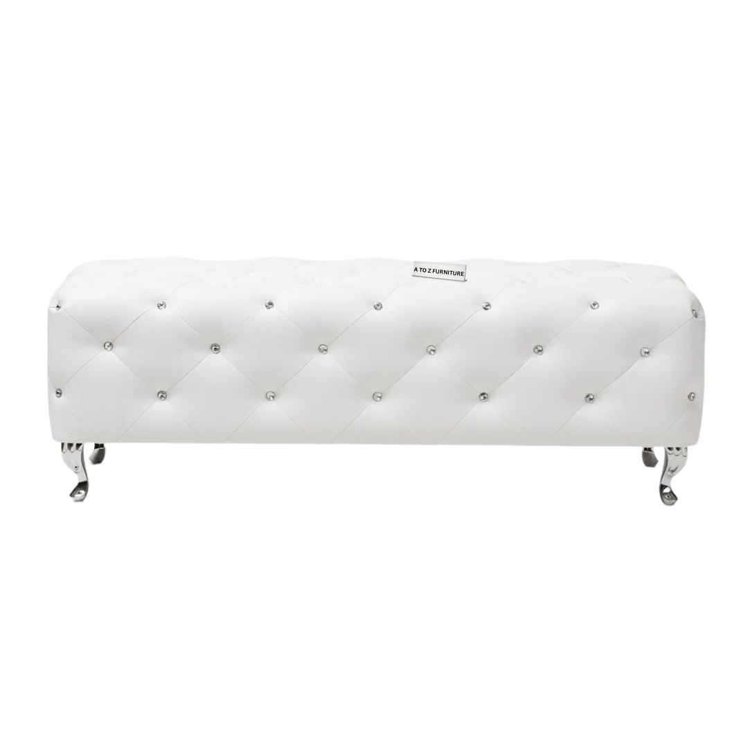 Lumina Crystal Ottoman Bench white in White