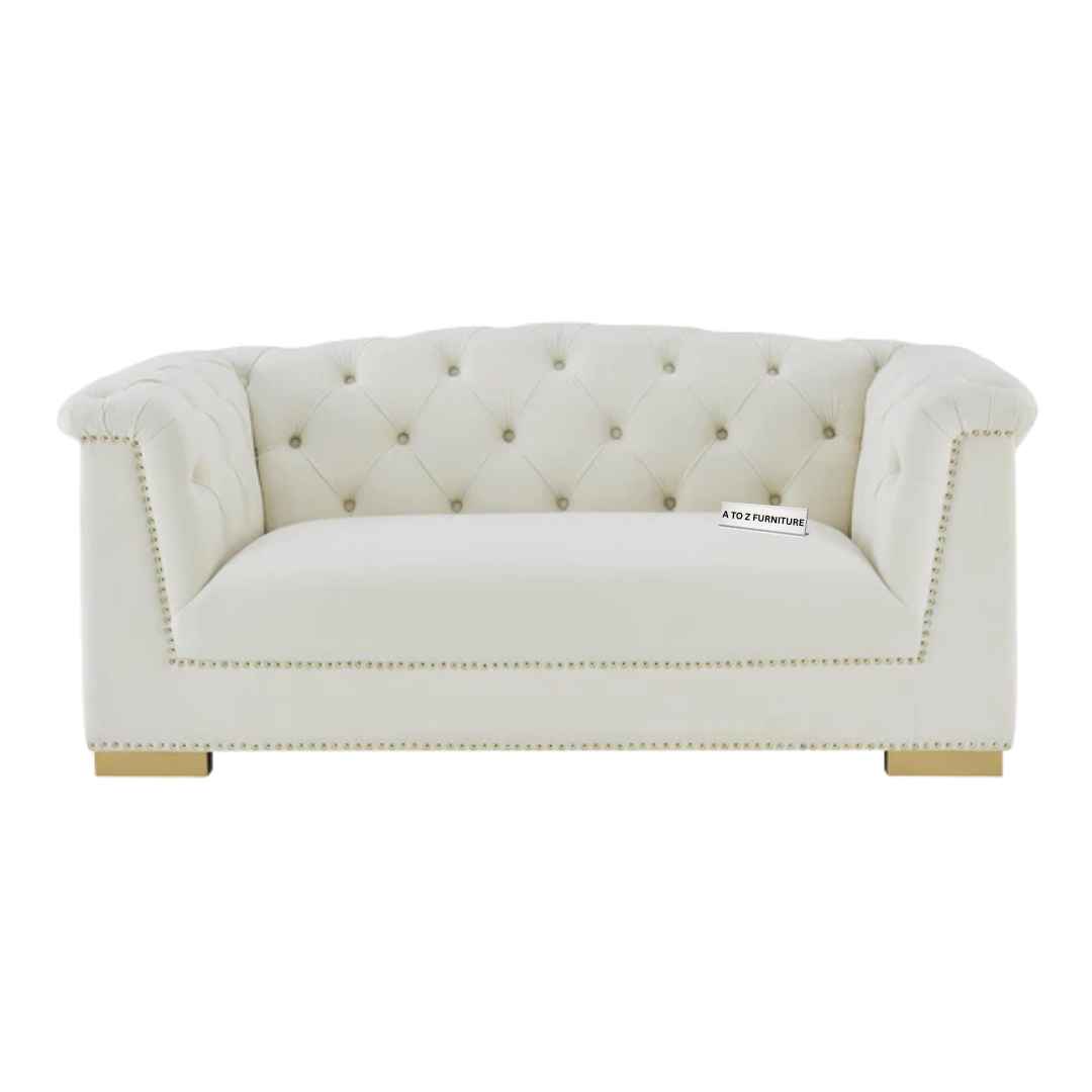 Muse Velvet Sofa Set in Beige