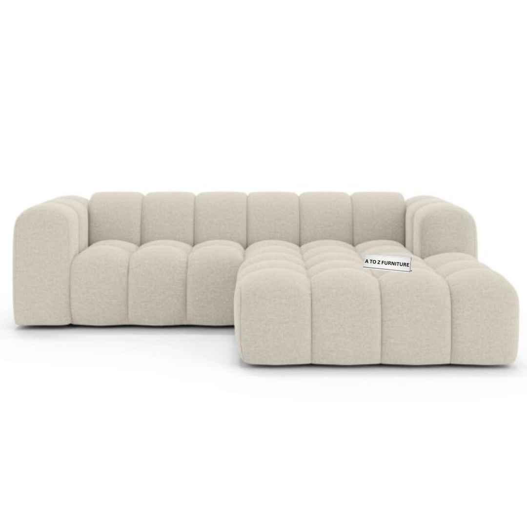 Boba 2-Piece Modular Corner Sofa & Oversized Pouf in Beige