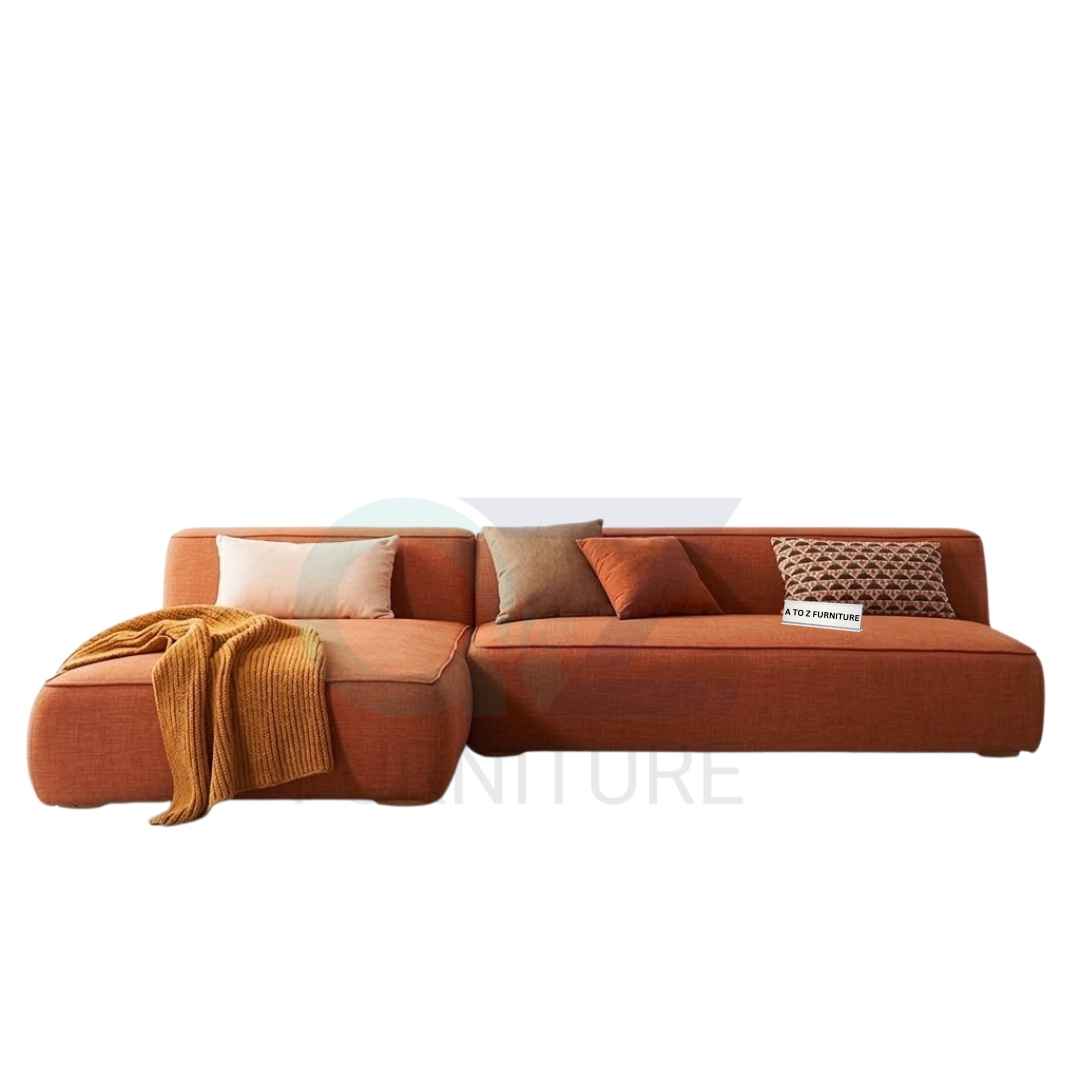 Aira Modern L-Shaped Sectionals Sofa in Orange in Orange