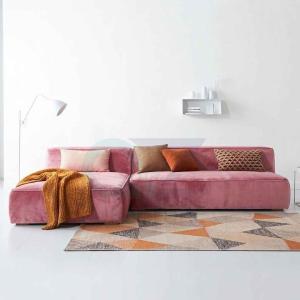 Aira Modern L-Shaped Sectionals Sofa in Pink