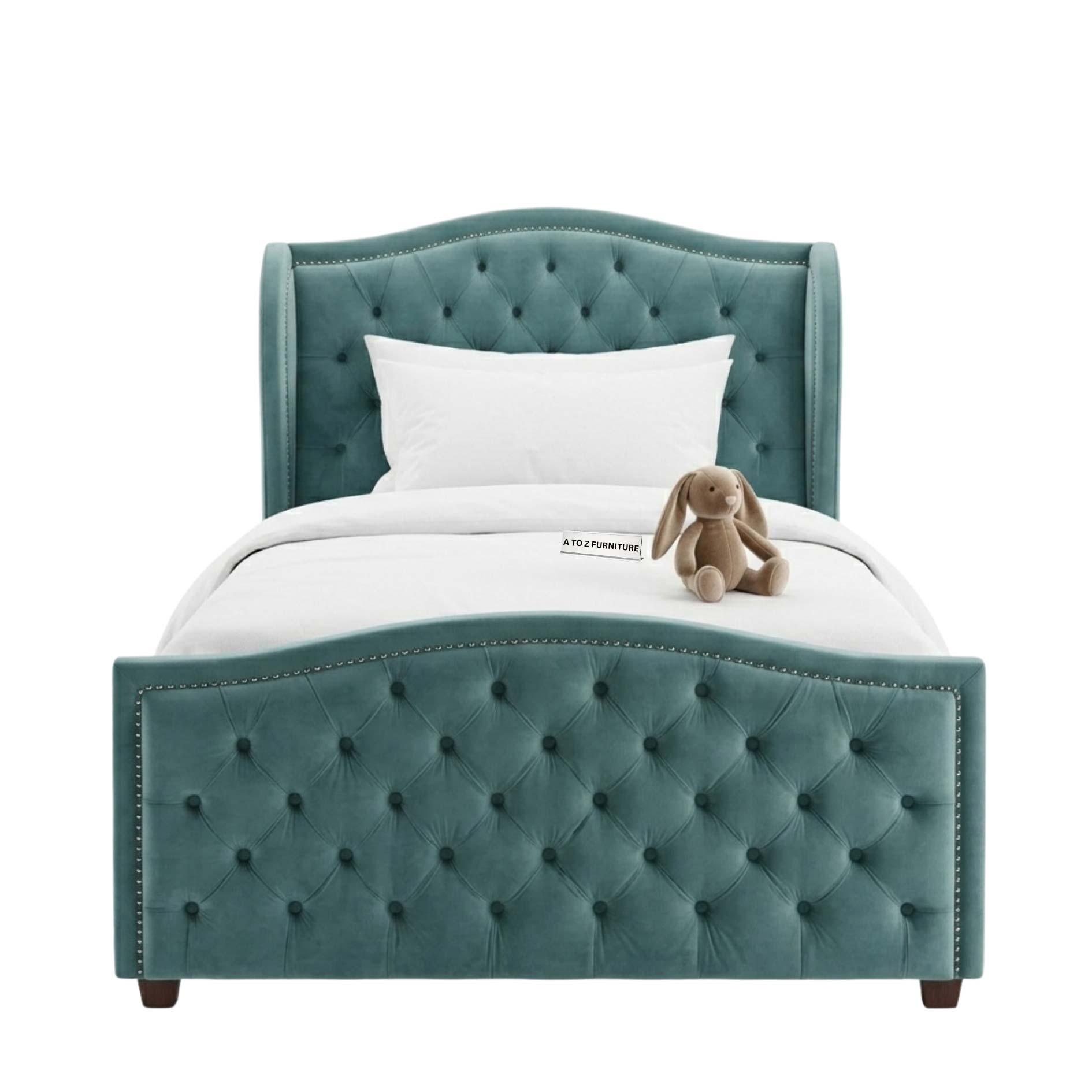 Marlon Tufted Kids Bed in Teal in Teal