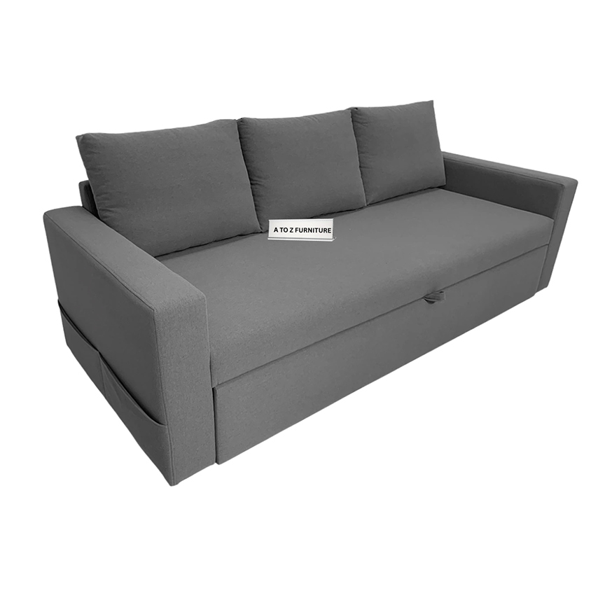 Vento Pullout 3 Seater Sofa Bed in Stone Gray in Grey