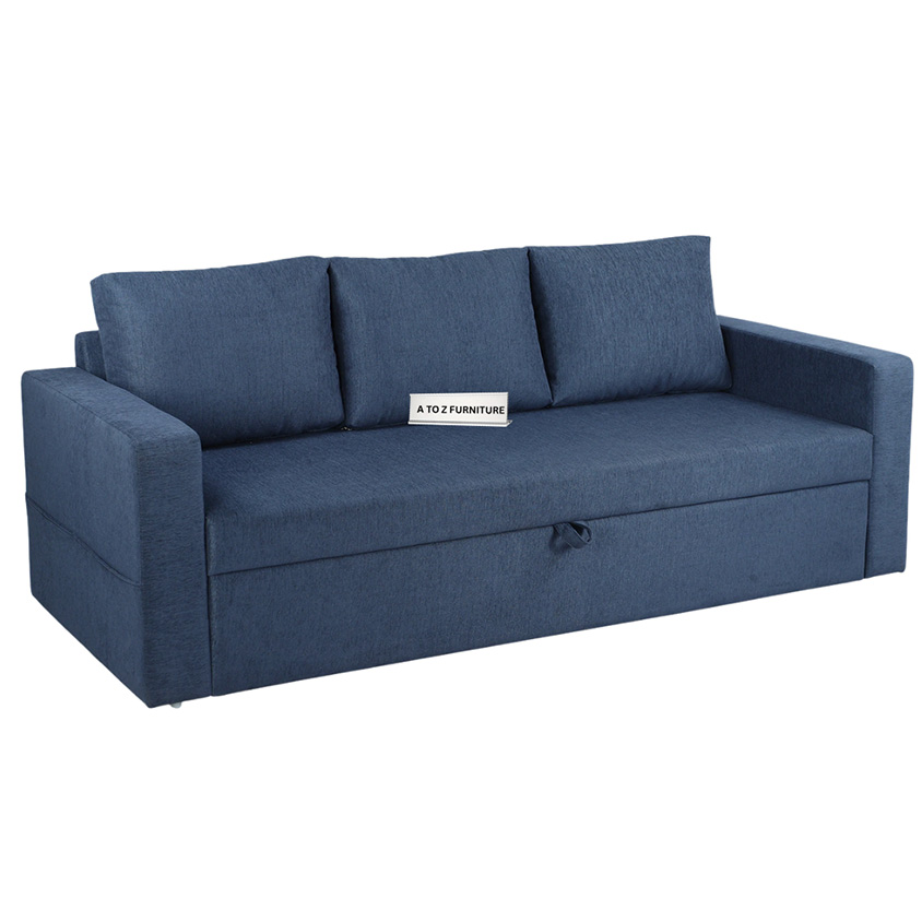 Vento Pullout 3 Seater Sofa Bed in Navy Blue in Navy Blue