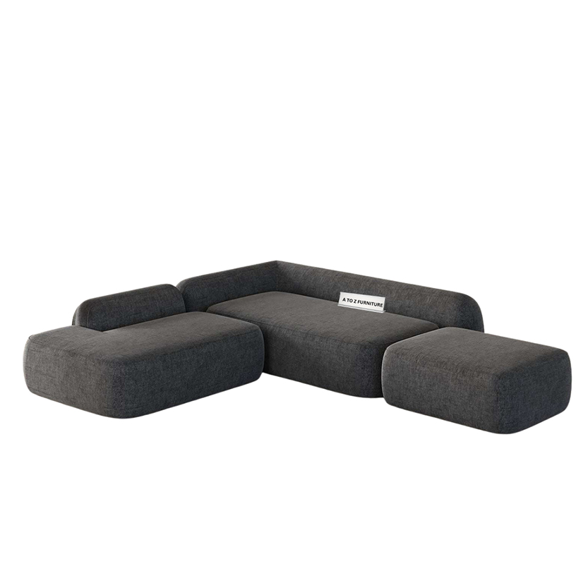 Asera 3 Seater Modular Sofa in Gray in Grey