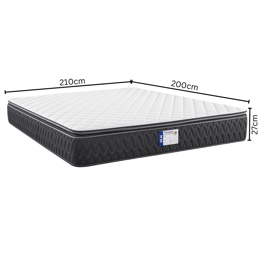 Mercury Bonnell Spring Mattress with Pillow Top  Super King Size 210 × 200 × 27 cm in White