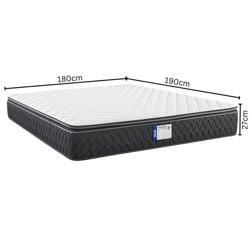 Mercury Bonnell Spring Mattress with Pillow Top King Size 180 × 190 × 27 cm in White