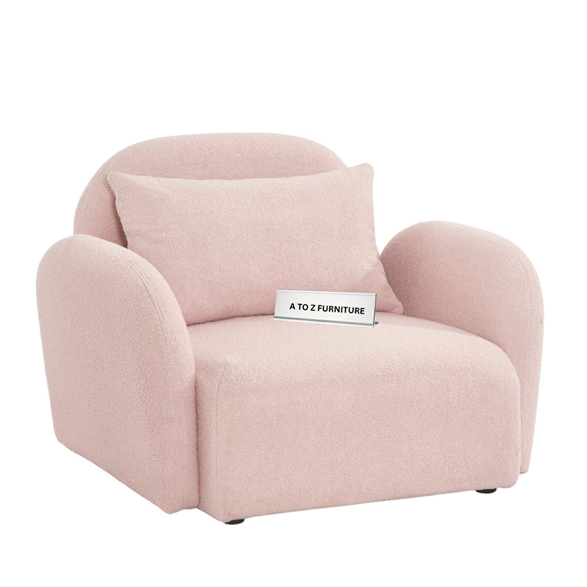 Velmora Teddy Comfort Arm Chair Boucle in Pink in Pink