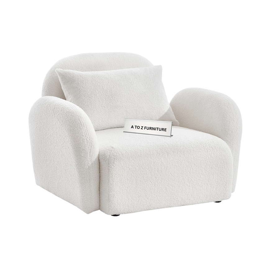 Velmora Teddy Comfort Arm Chair Boucle in White in White