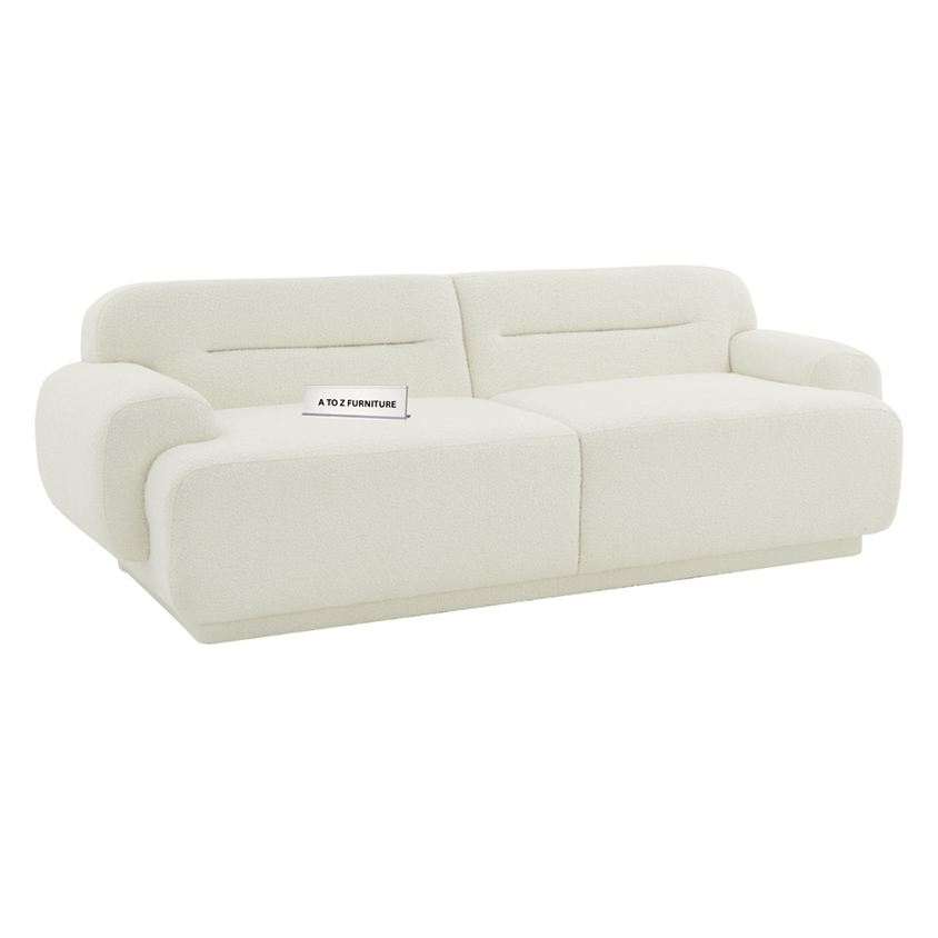 Alviera Cream Boucle 3-Seater Sofa in Cream