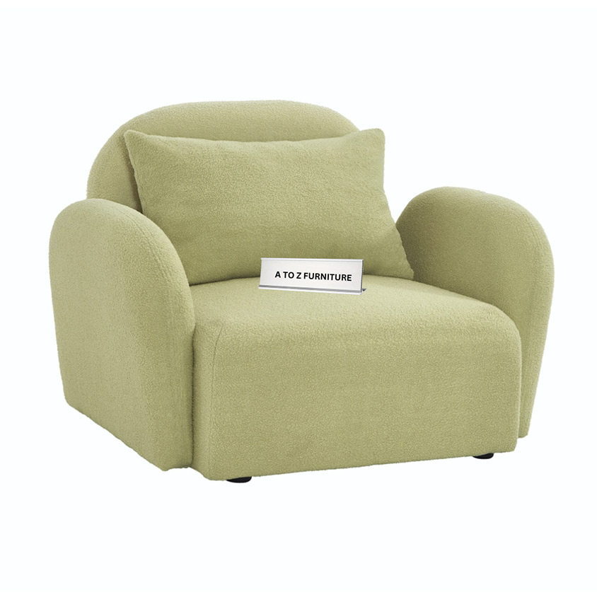 Velmora Teddy Comfort Arm Chair Boucle in Green in Green
