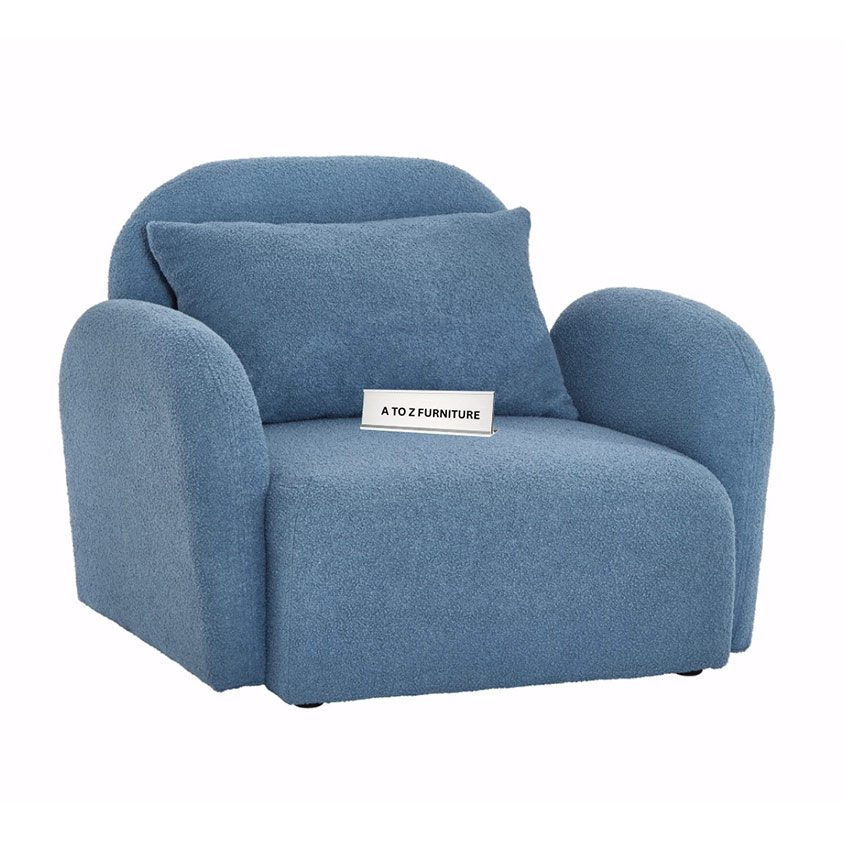 Velmora Teddy Comfort Arm Chair Boucle in Blue in Blue