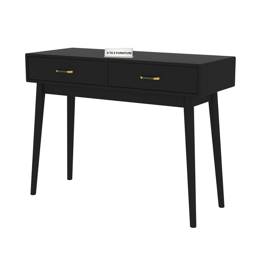 Compact Work Desk in Black in Black