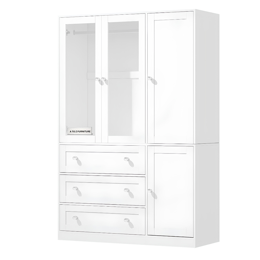 Zelora Modern Wardrobe in White in White