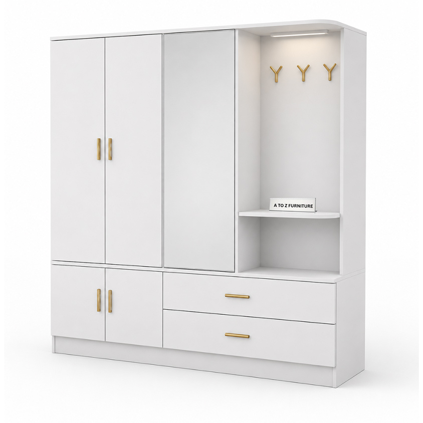 Avera Modern Wardrobe in white in White