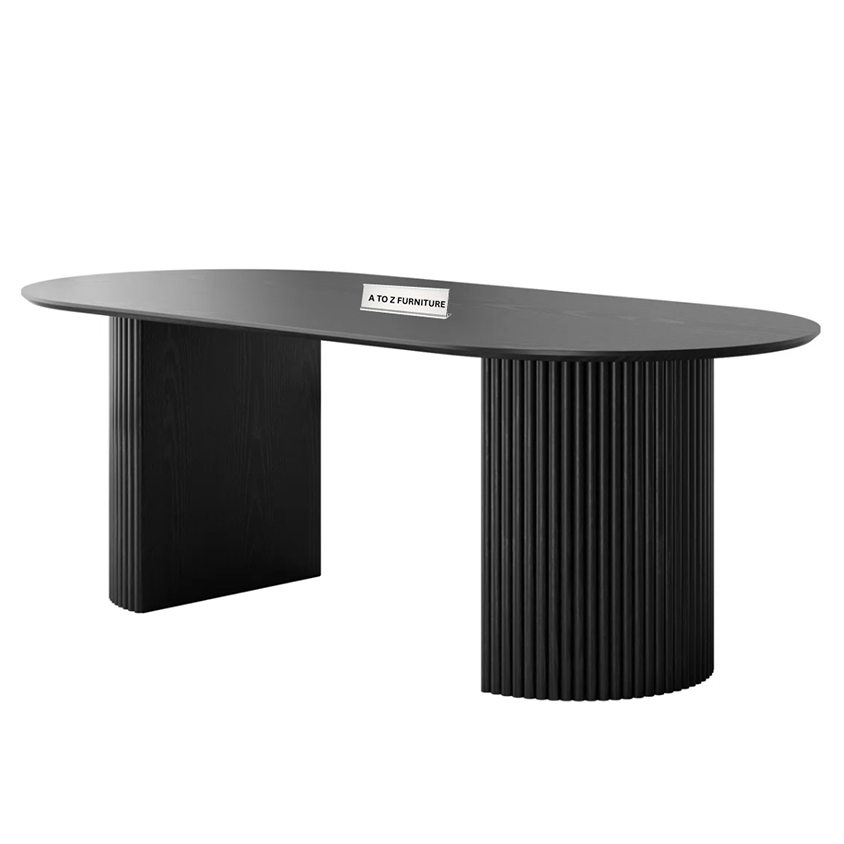 Lennox Oval 8 Seater Dining Table in Black in Black