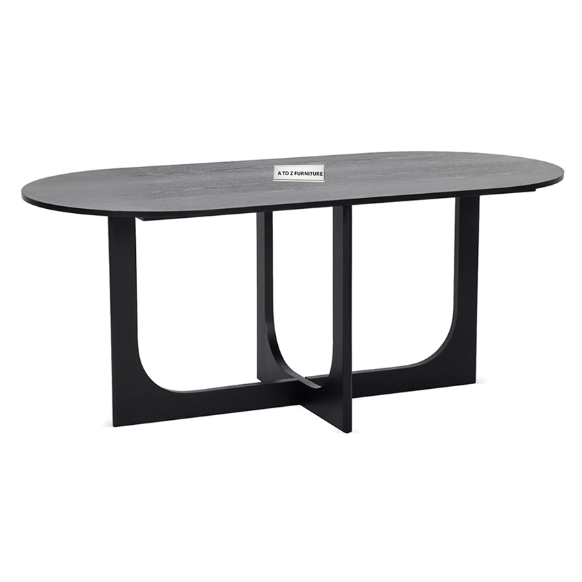 Harlow 6-Seater Dining Table in Black in Black