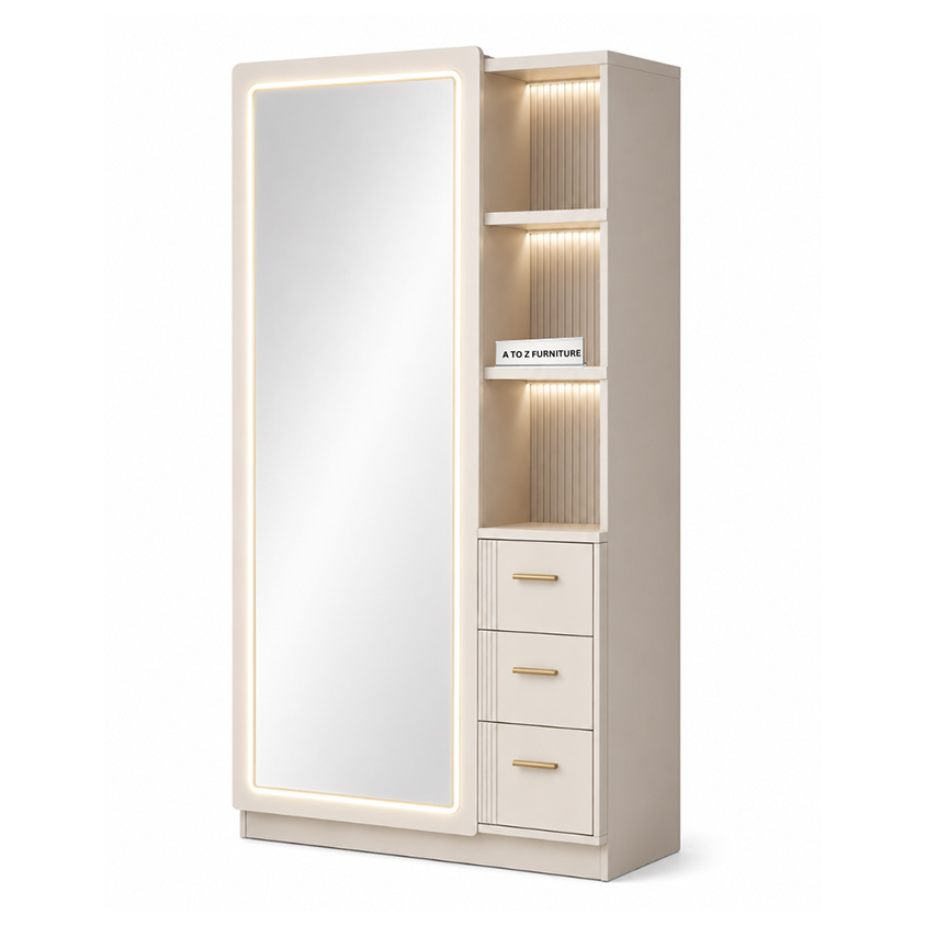 Liora Mirror Vanity Cabinet in Ivory in Ivory