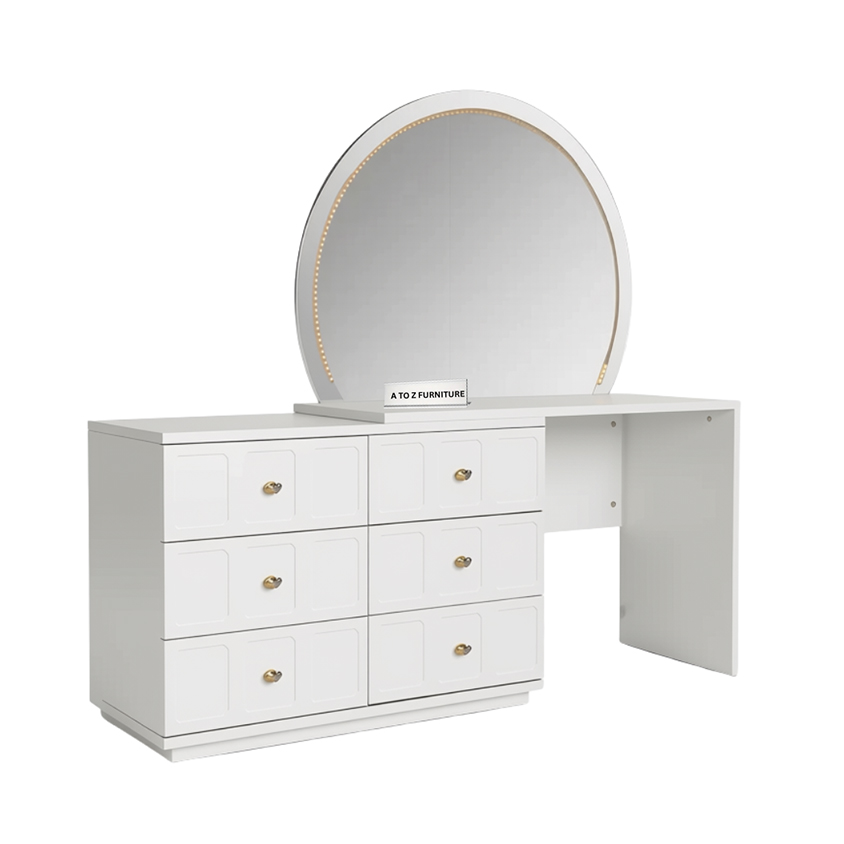 Evelyn Vanity Table in Ivory in Ivory