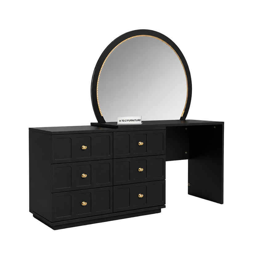 Evelyn Vanity Table in Black in Black