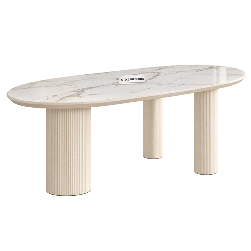 Roma Luxe Oval Dining Table in Ivory