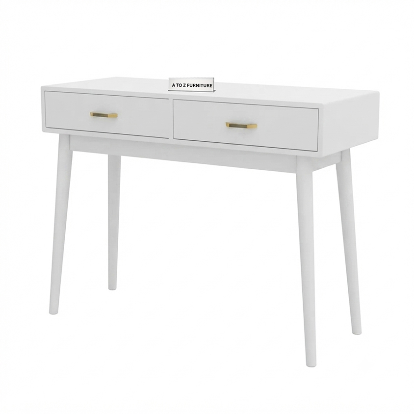Compact Work Desk in White in White