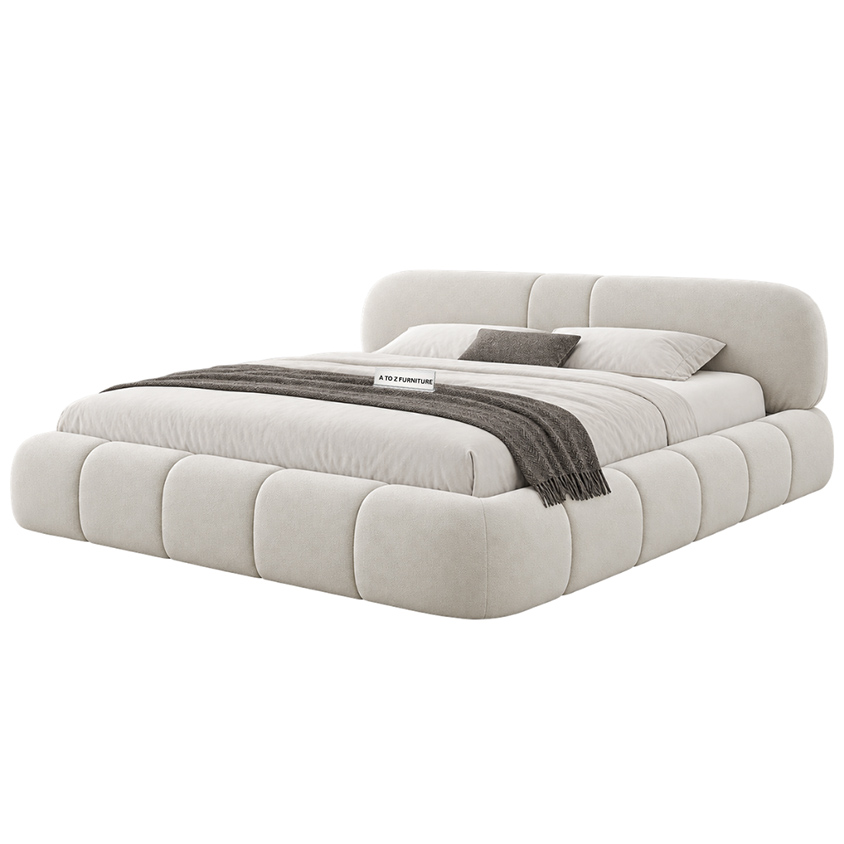 Blanca Soft Upholstered Bed Frame in Cream in Beige