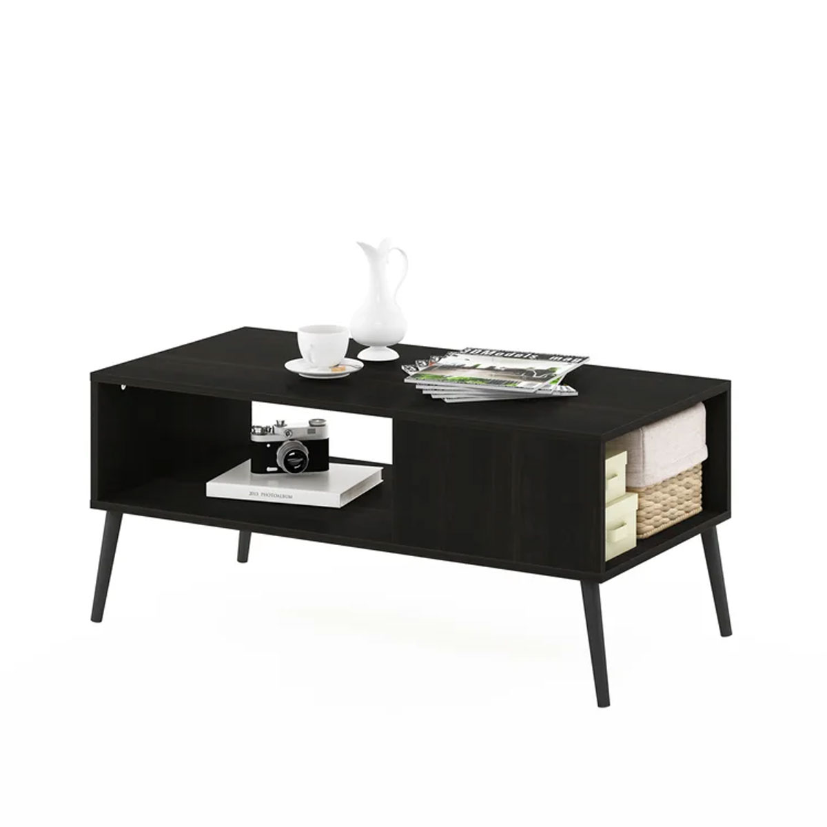 Davian 4 Legs Coffee Table with Storage in Black