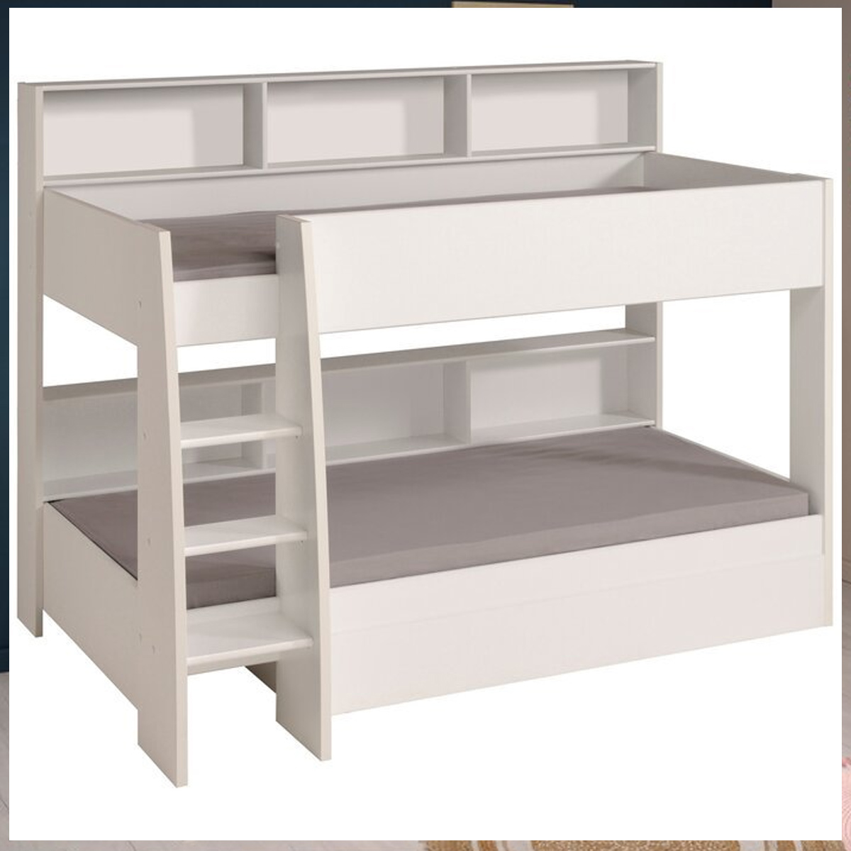 Aslan Kids Bunk Bed in Blue and Pink Panels in White