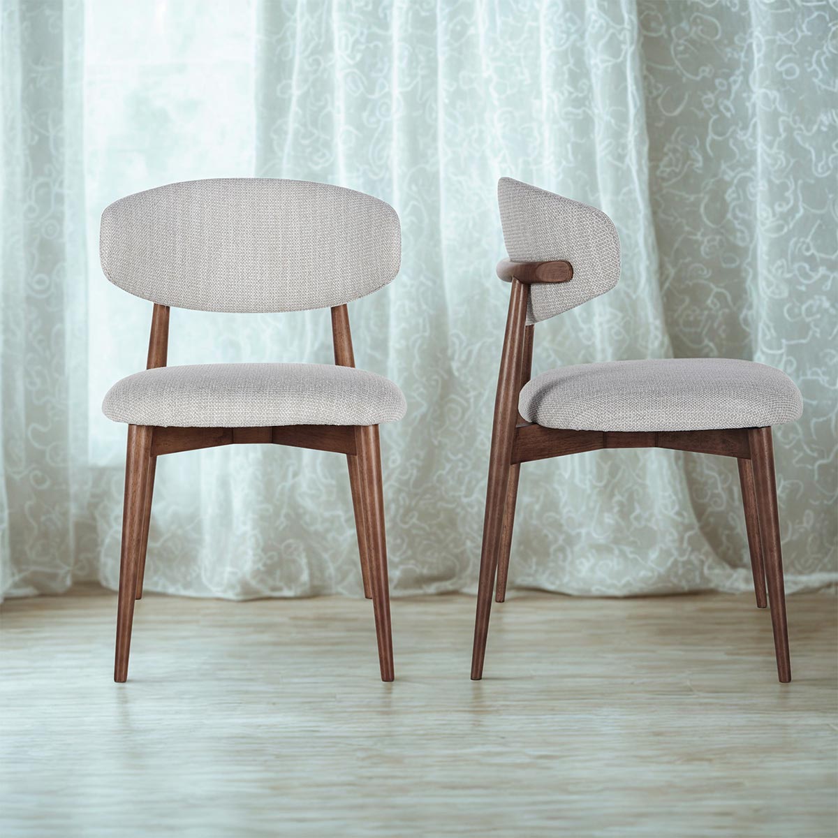Marina Curved Dinning Chair in Beige