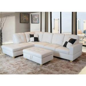 Russ Sectional with Ottoman in Brown Color
