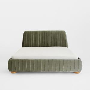 Victoria Channel Tufted Bed Frame in Olive Color
