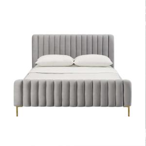 Angela Channel Tufted Bed Frame In Grey Color