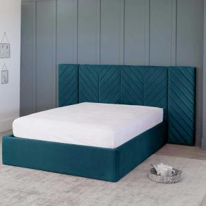 Prime Wall Panel Headboard Bed in Blue Color