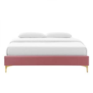 Sutton Velvet Bed Frame in Pink Color