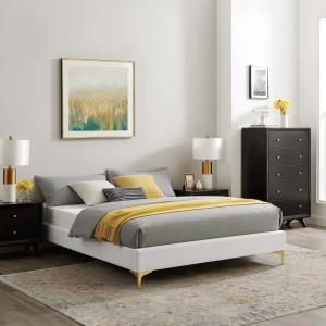 Sutton Velvet Bed Frame in White Color
