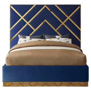 Wayfair Velvet Bed Frame in Navy Blue Color