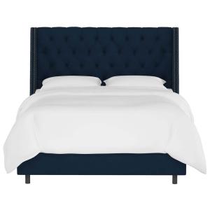 Skyline Wingback Bed in Navy Blue Color