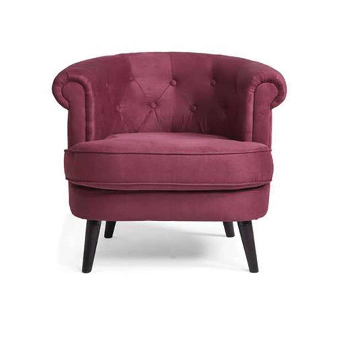 Bardot Rolled-Arm Lounge Chair in Purple