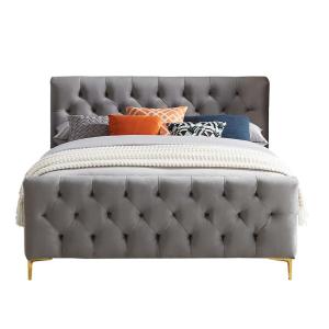 Alaysia Stitched Tufted Velvet Upholstery Bed